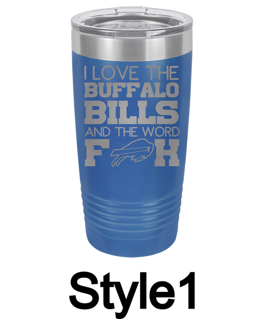 Stainless Laser Engraved Buffalo Bills 20oz Tumbler