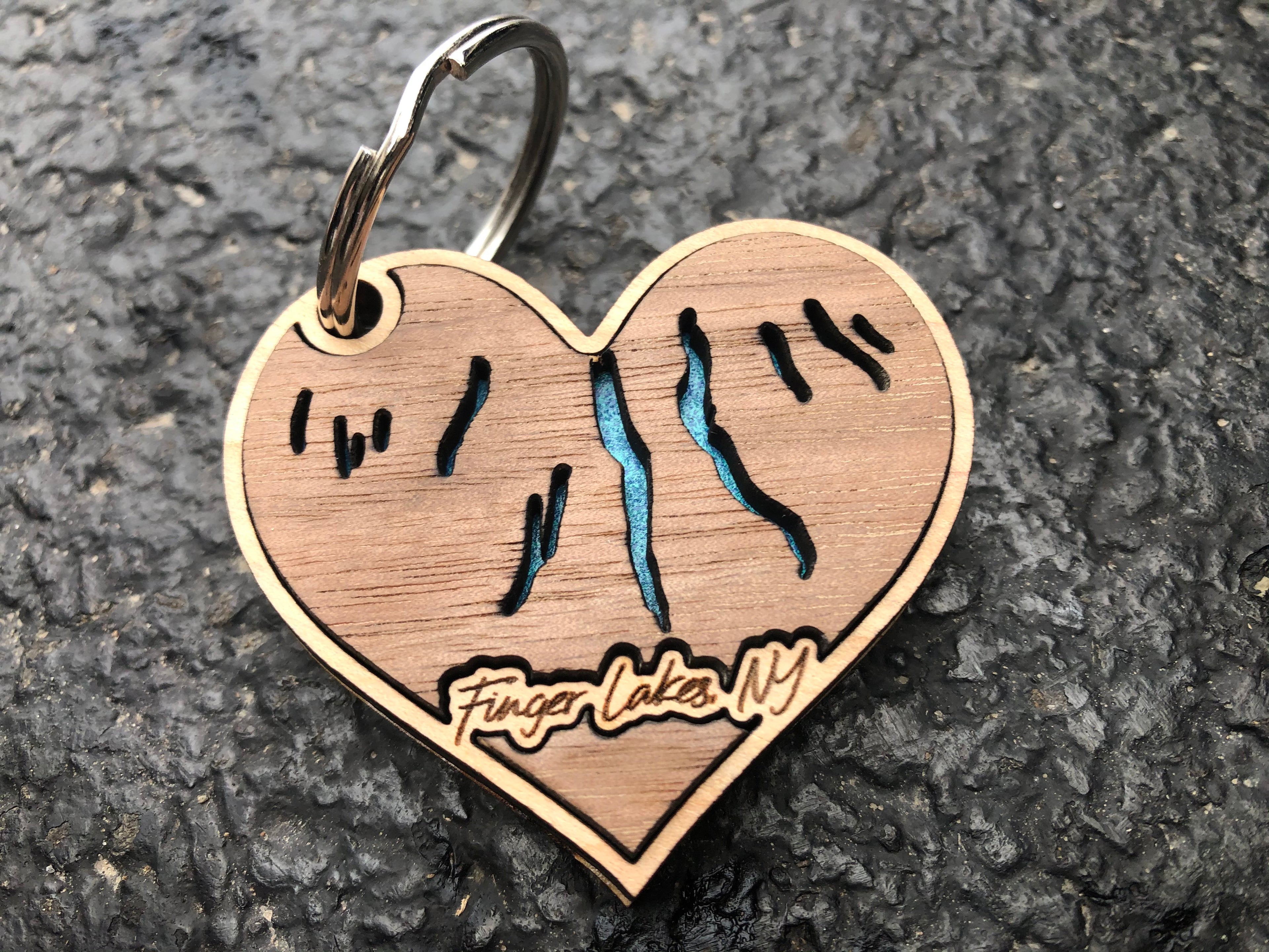 Finger Lakes Heart Keychain